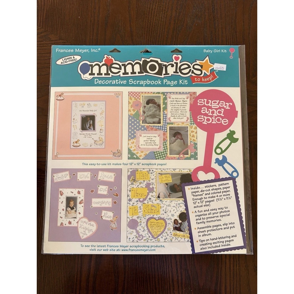 Vintage Frances Meyer Inc Memories Scrapbooking Page Kit Sugar And Spice Baby